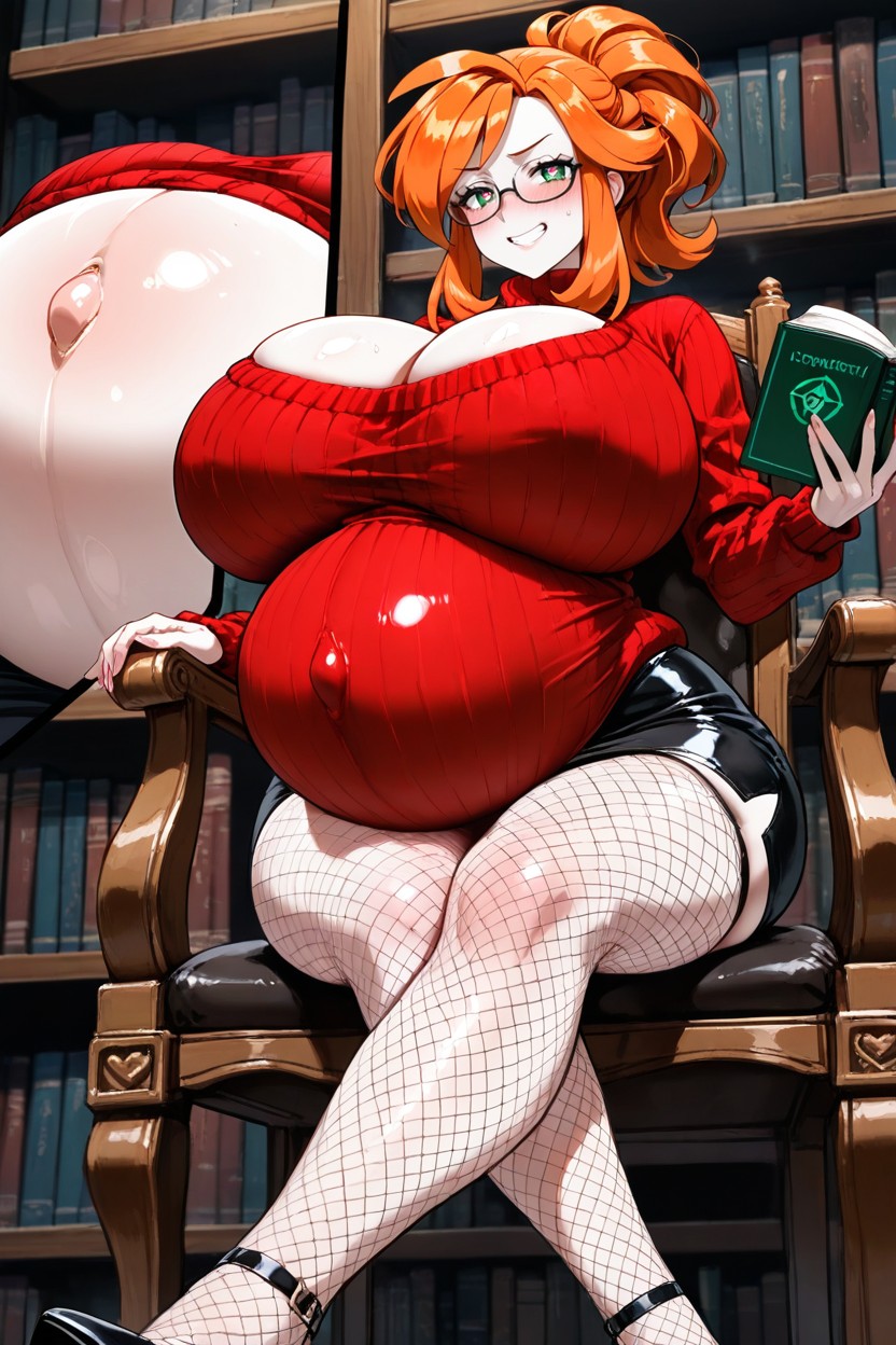 Library, Very Detailed Face, Sitting On Chair AI Porn