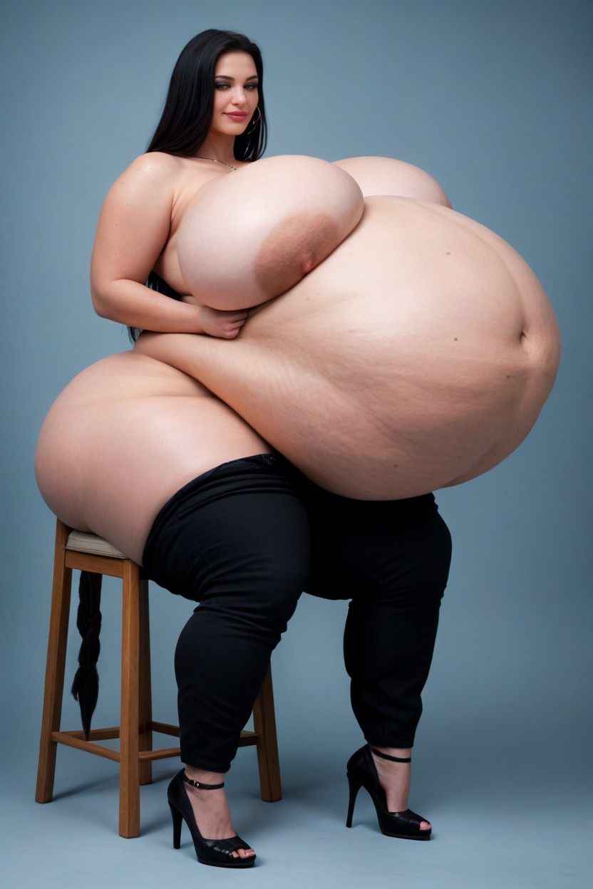 Fit, Black Pants, Outline Of Person In Belly AI Porn