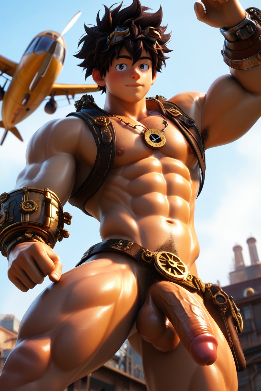 Smooth Chest, Shaggy Hair, Skydiving AI Gay Porn