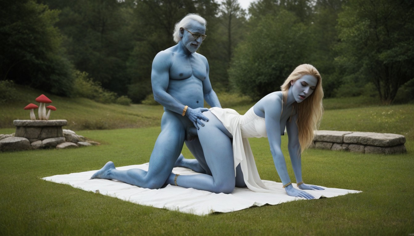 Blonde Pubic Hair, Doggy Style Sex, Trees AI Porn