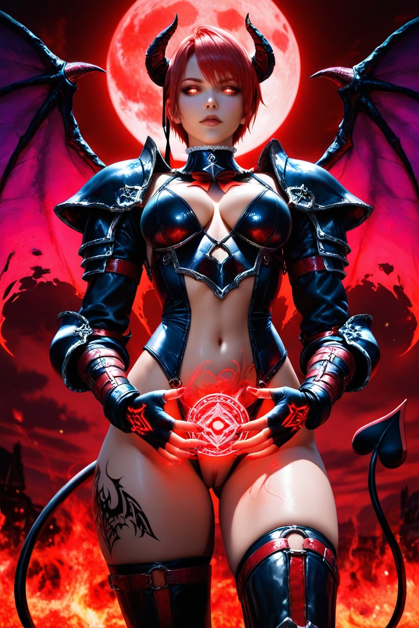 Glowing Tattoos, Counter Light, Red Moon AI Porn