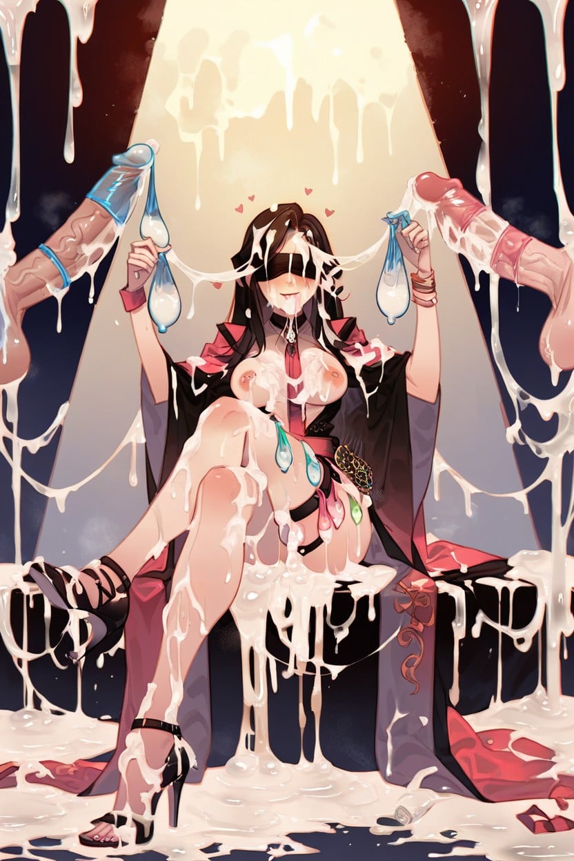 Excessive Cum On Face, Excessive Cum On Breasts, Medium Ass Hentai AI Porn