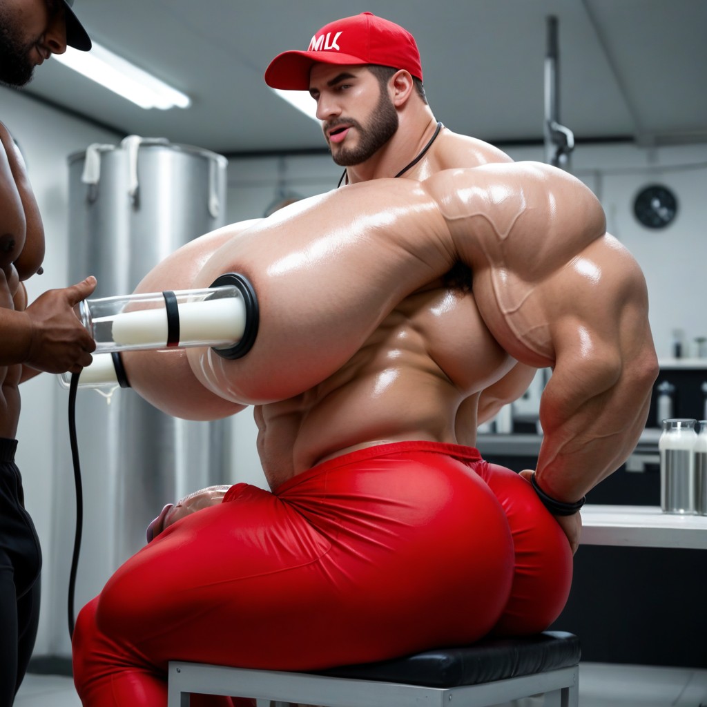 Milk Mans Arms Tied Behind Back, Tight Red Shorts, Greedily Sucking Milk Out Of Boobs AI Gay Porn