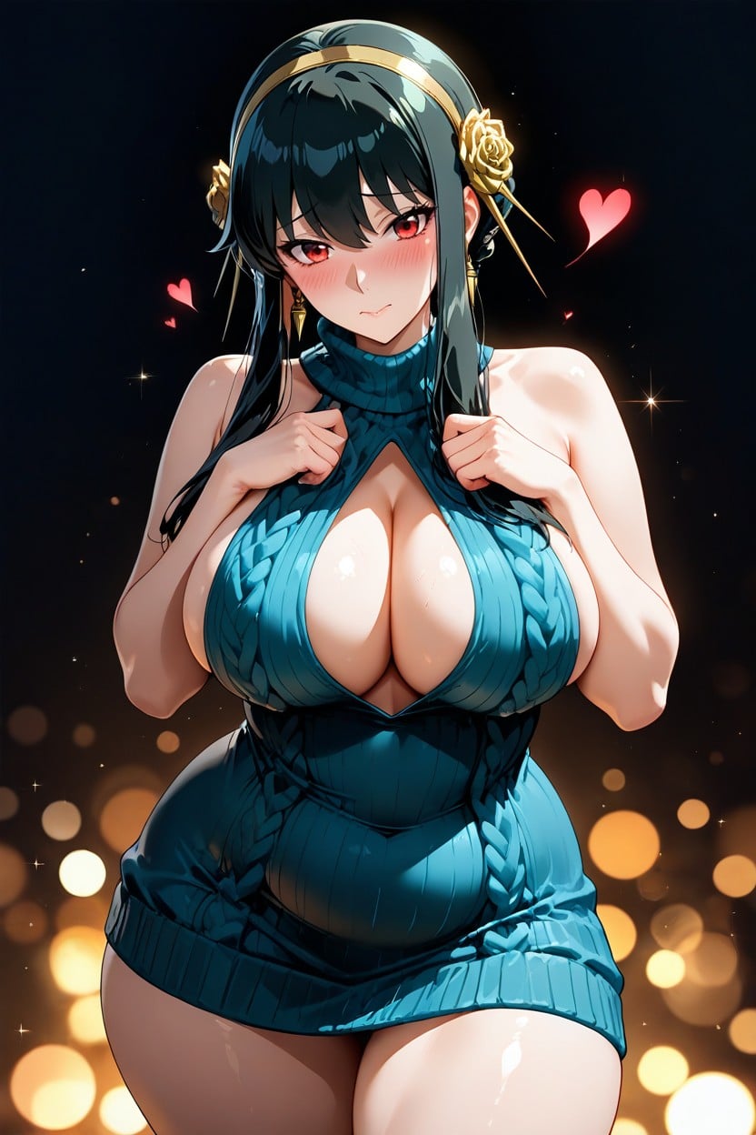 Curvy Figure, Long Black Hair, Volumetric Lighting Hentai AI Porn