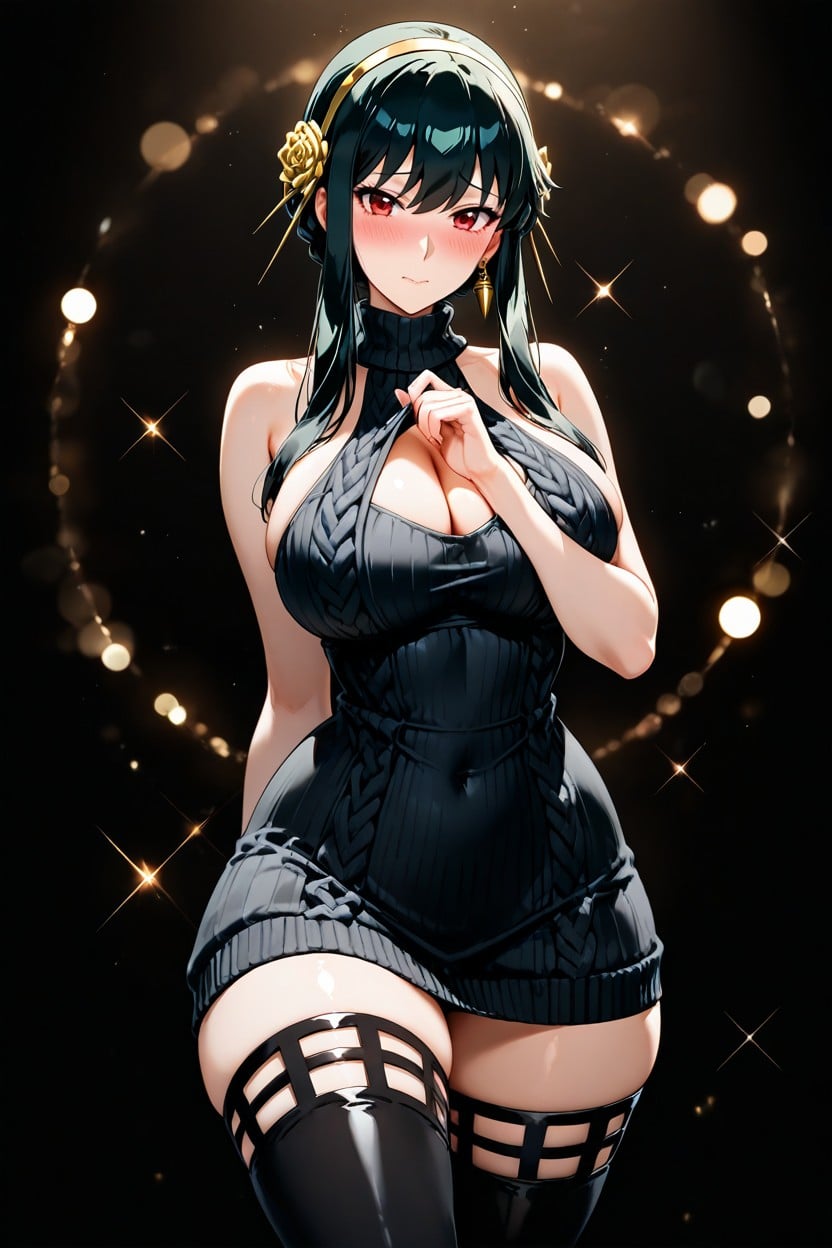 Yor Forger, Dark Background, Red Eyes Hentai AI Porn