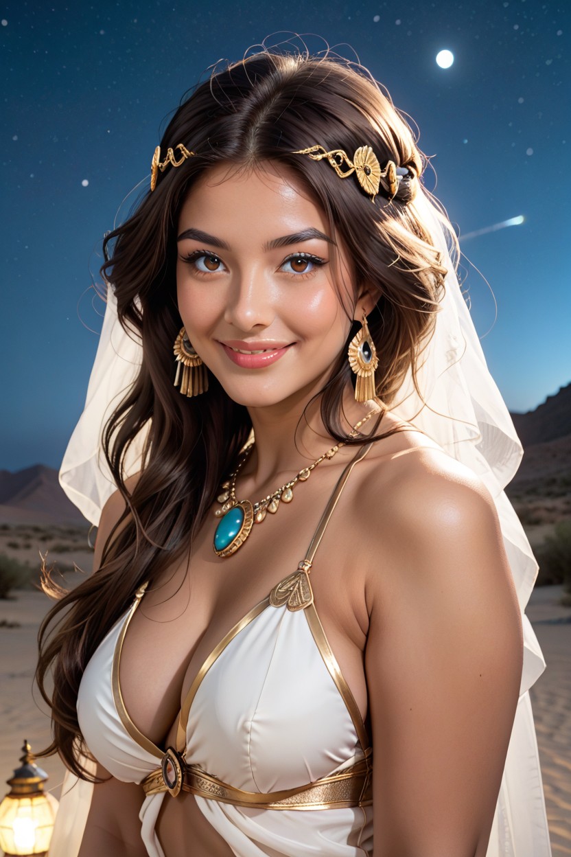 Close Up, Focus On Face, Golden Jewellery AI Porn