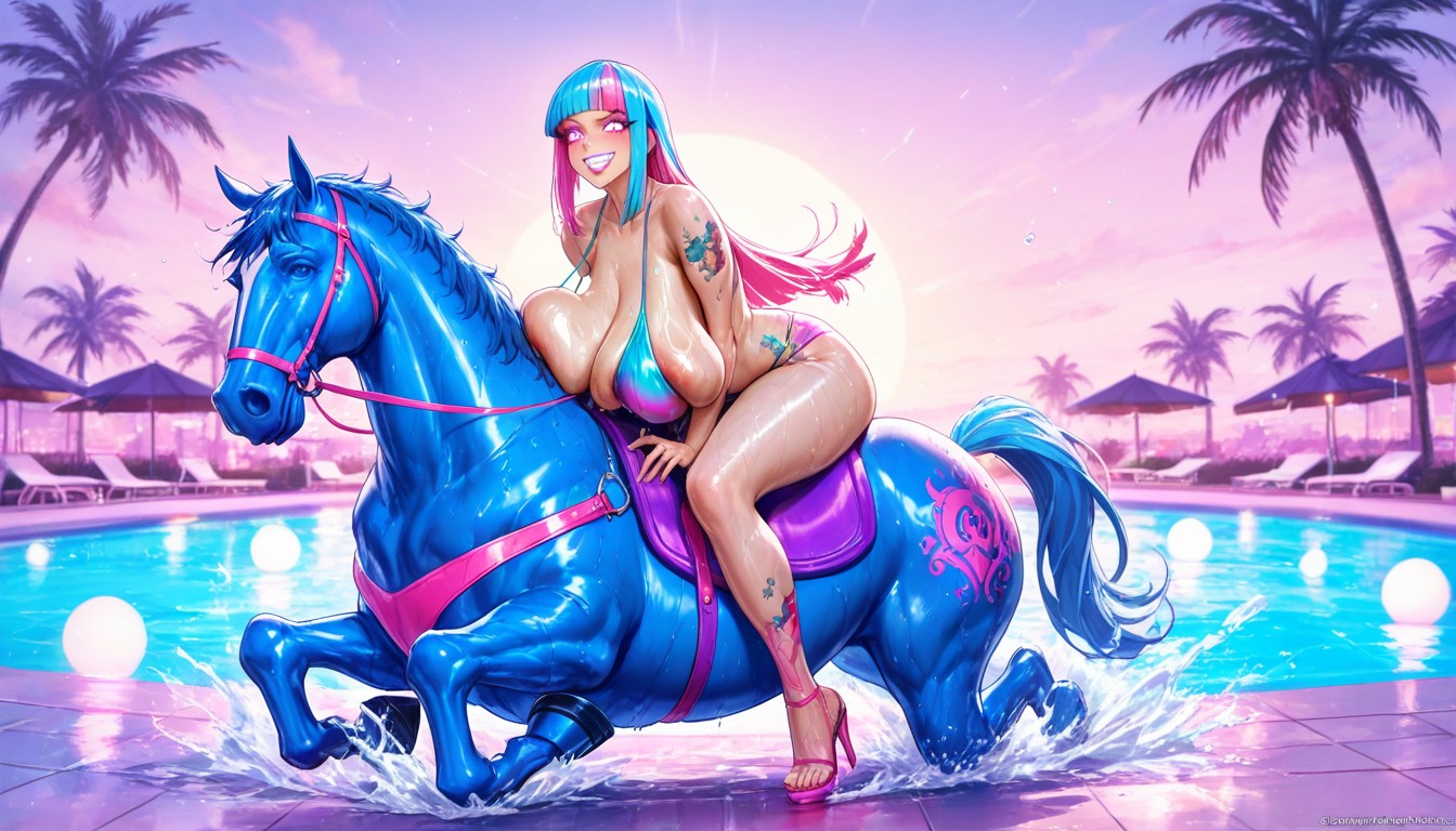Resort Pool, Horny, Tattoo Hentai AI Porn