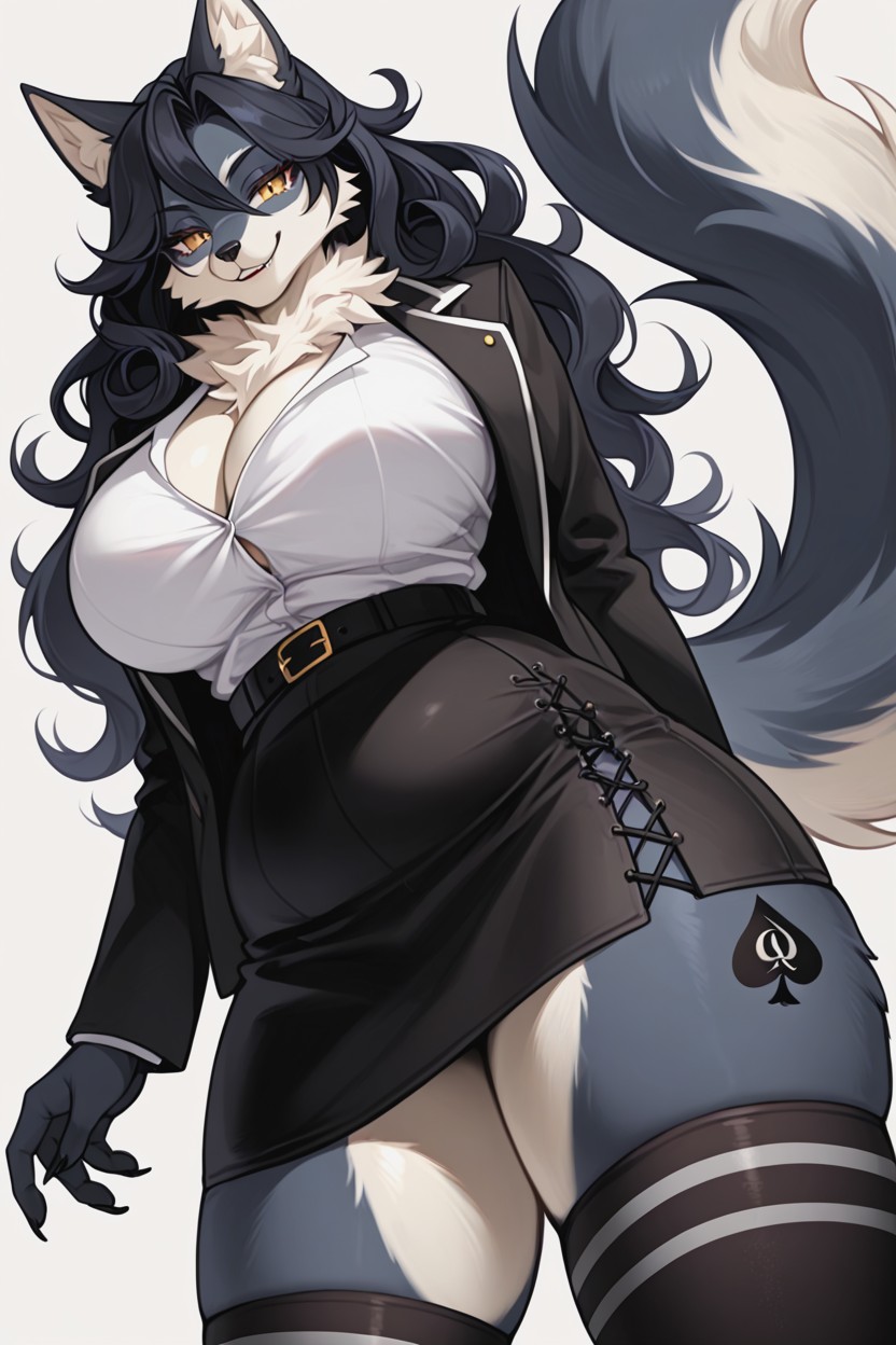 Plump, Cleavage, Wolf Furry AI Porn