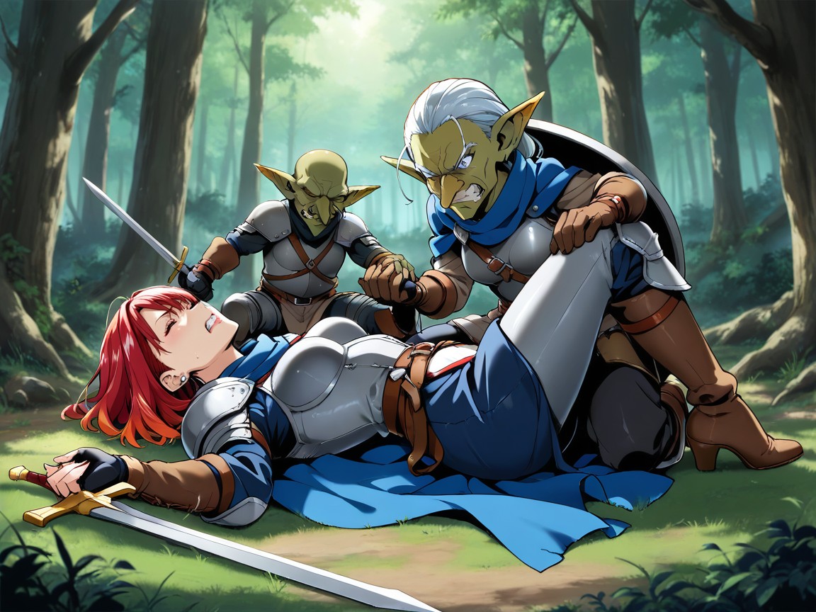 Combat Stance, Grey Armor, Light Blue Cape Hentai AI Porn