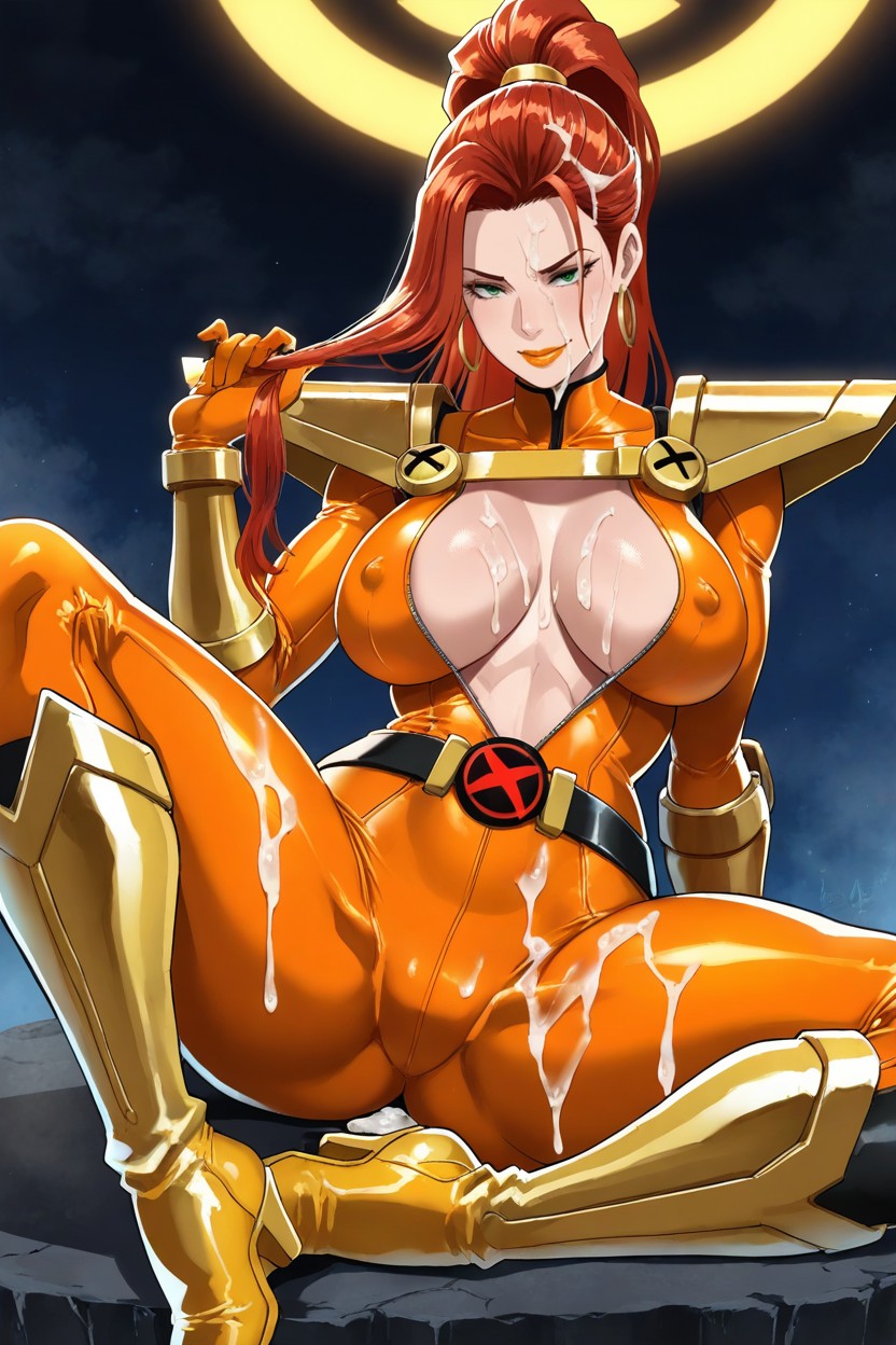 Cum On Boobs, X Men Belt, Orange Lipstick Hentai AI Porn