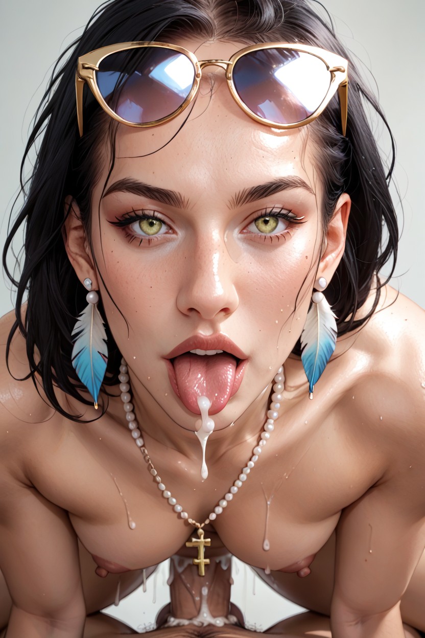 Tongue Out, Bending Over, Focus On Her Face AI Porn