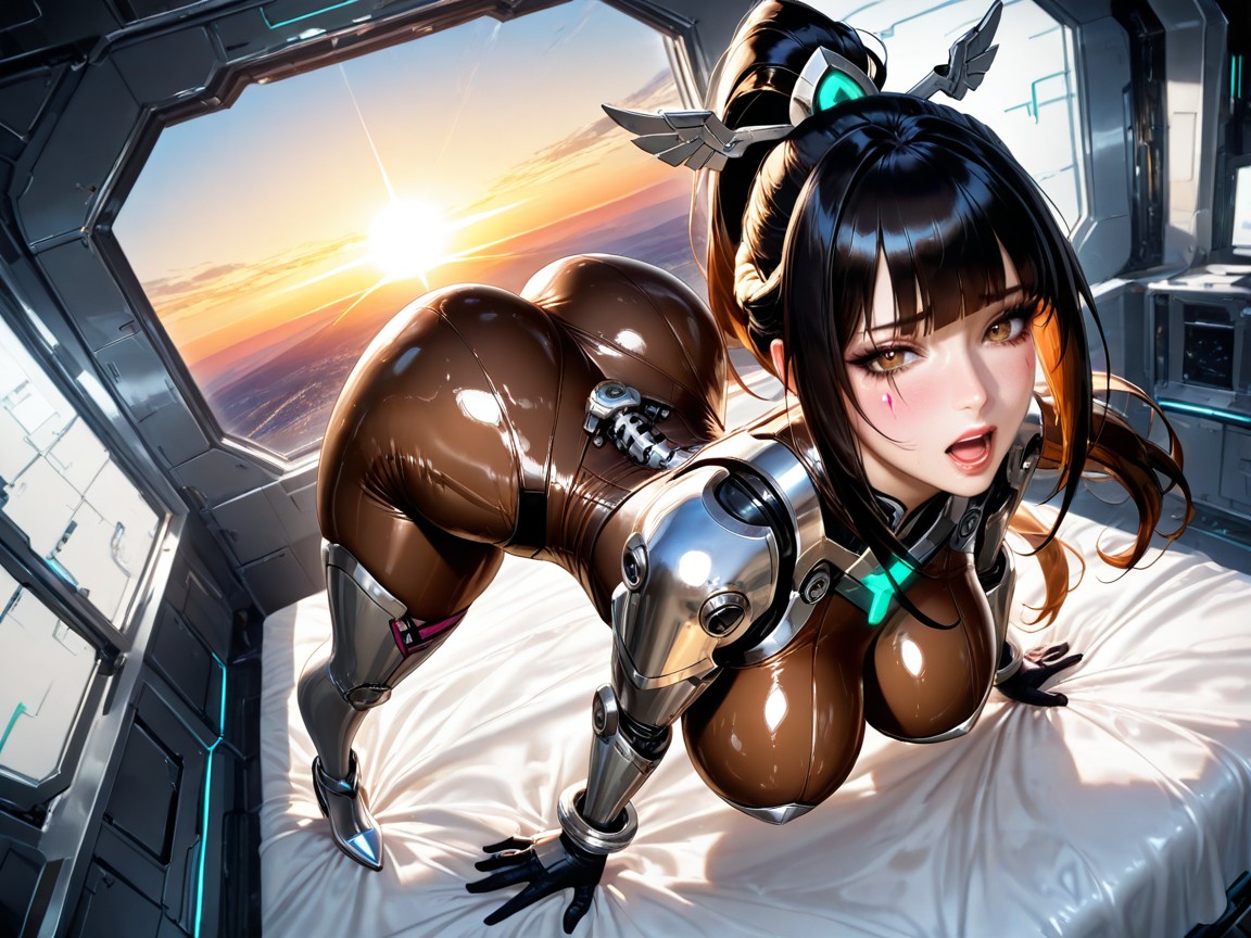 Ultra Quality, Extremely Long And Large Ornate Metallic Hair Ornament, Bending Over Hentai AI Porn