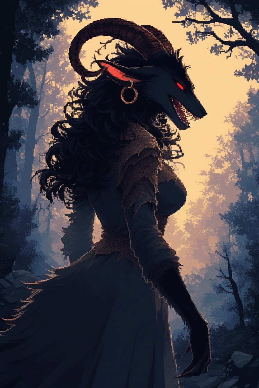 Vampire Teeth, Torn Clothes, Medium Breasts Furry AI Porn