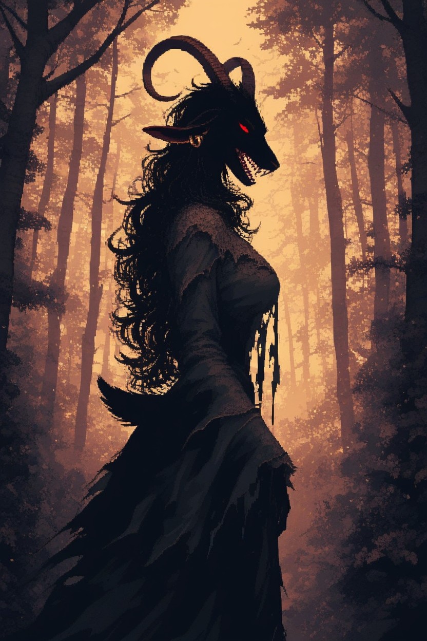 Eldrich Horror Theme, Female, Forest Background Furry AI Porn