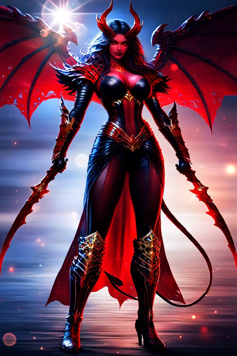 Demon Tail, Gothic Beauty, Blue Grey Skin Hentai AI Porn