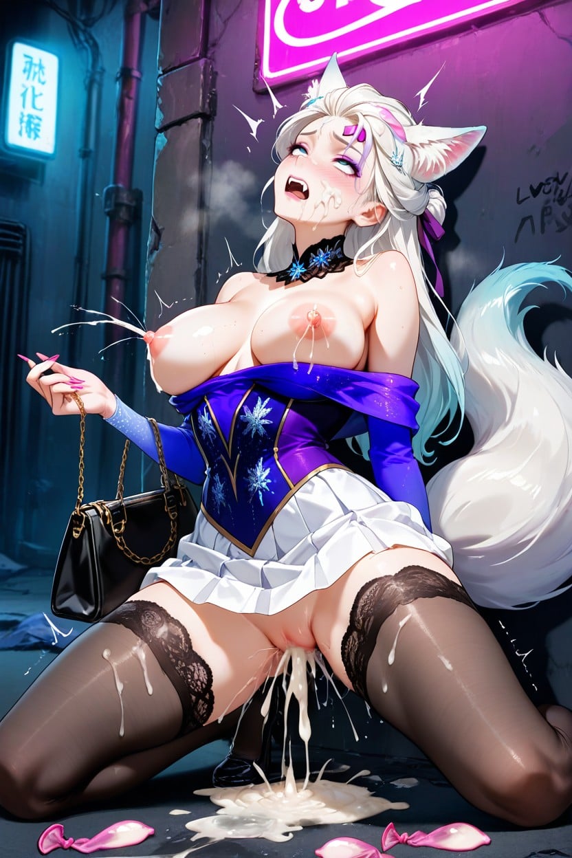 Puddles Of Semen On The Ground, Velvet Purple Ribbon Tied At The Waist, Mind Break Hentai AI Porn