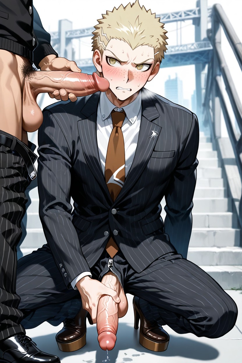 With Ashy Blond Hair, Fuyuhiko Kuzuryu, Golden Eyes AI Gay Porn