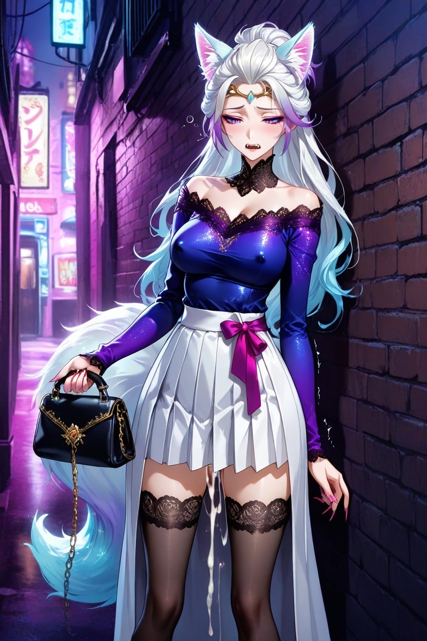 Standing, Laurel Forehead, Glitter Pink Nails Hentai AI Porn