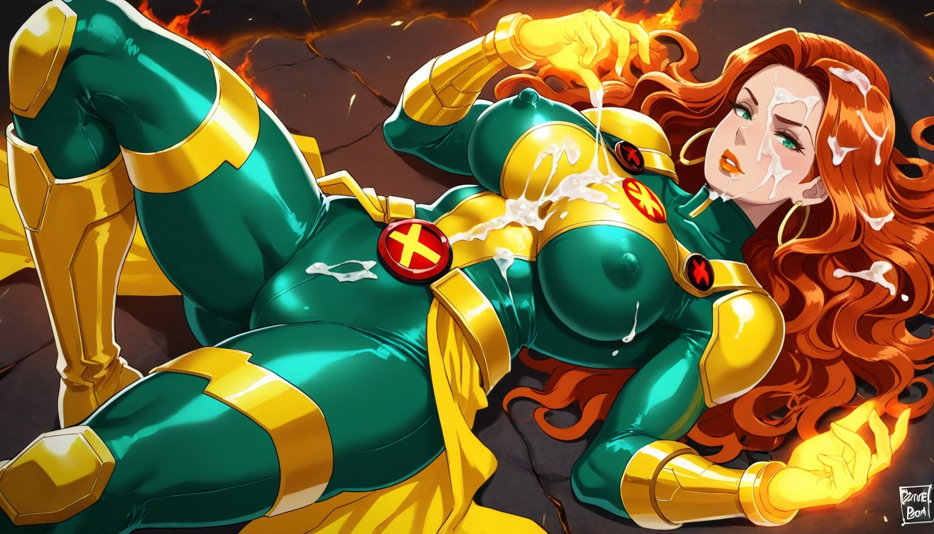 Green Eyes, Hoop Earrings, Phoenix From Marvel Hentai IA