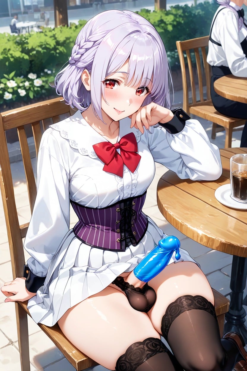 Big Charming Eyes, Light Purple Bob Hair, Five Fingers Hentai AI Porn