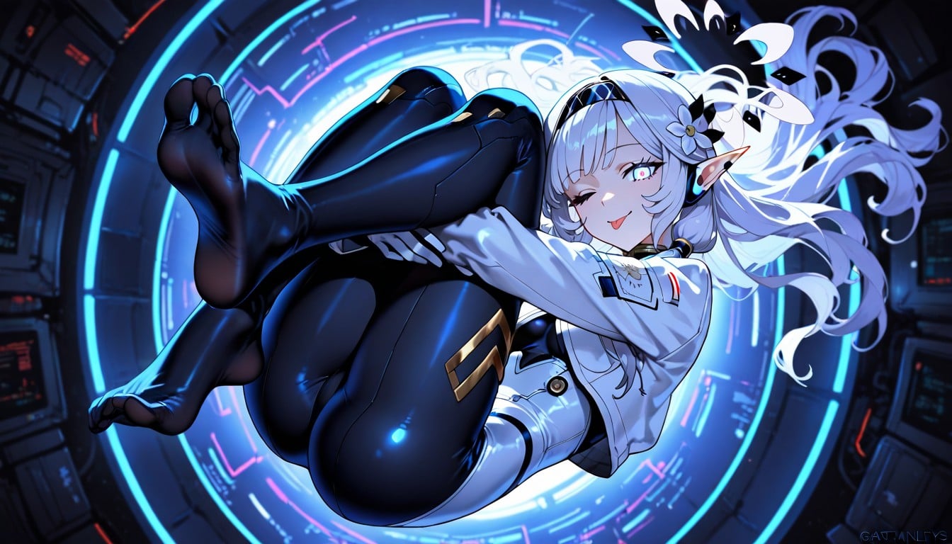 De Arriba A Abajo, White & Black Plugsuit Cosplay Outfit, Long Leg Hentai IA