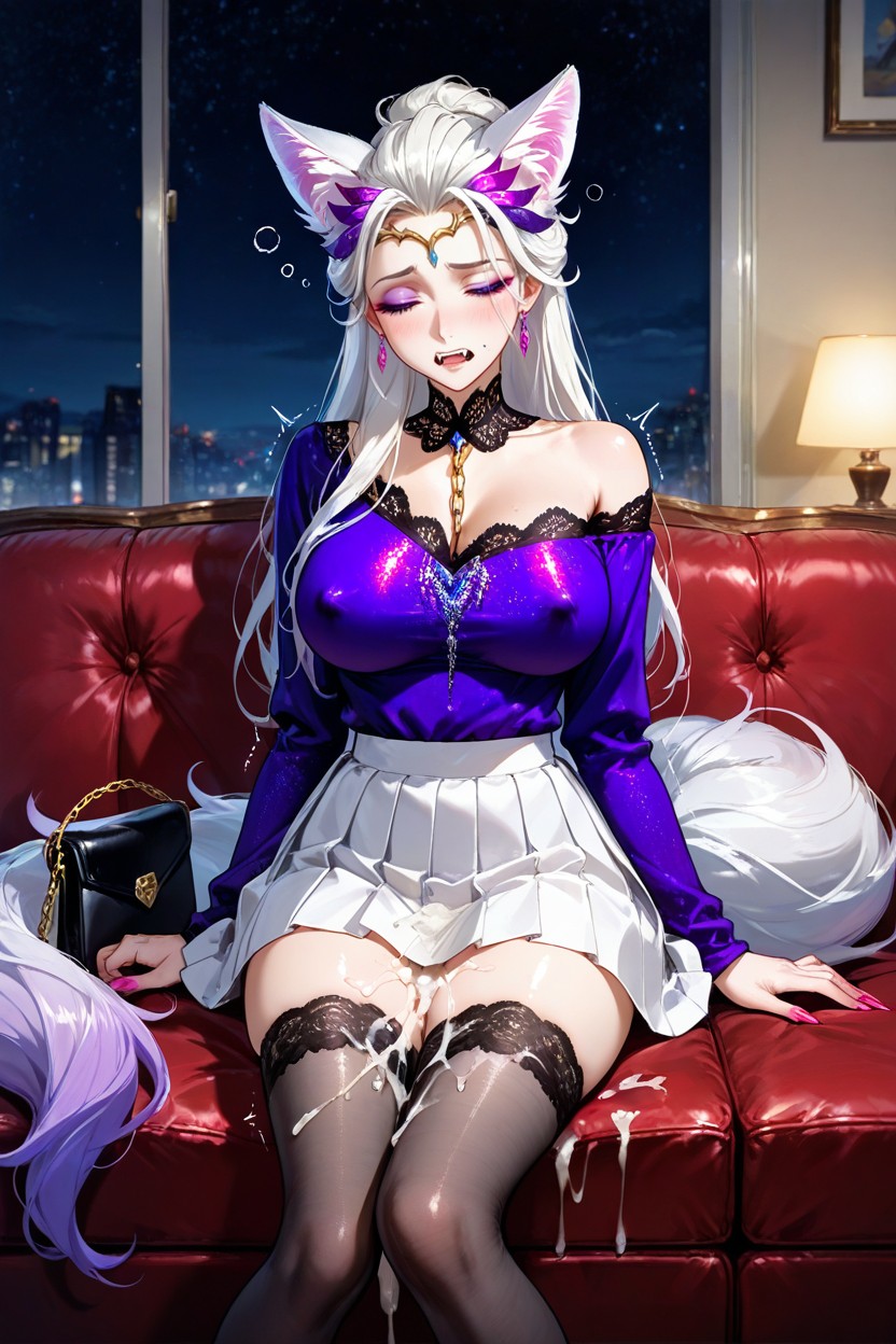 Yeux À Demi-fermés, Gros Seins, Laurel Forehead Porno IA Hentai