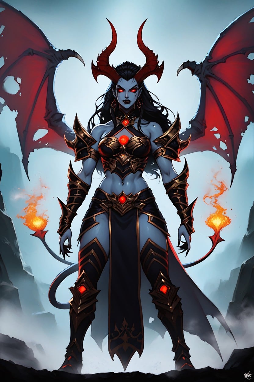 Wearing Her Sexy Iconic Armor With Glowing Orange Accents, Bikini Armor, Front View Hentai AI Porn