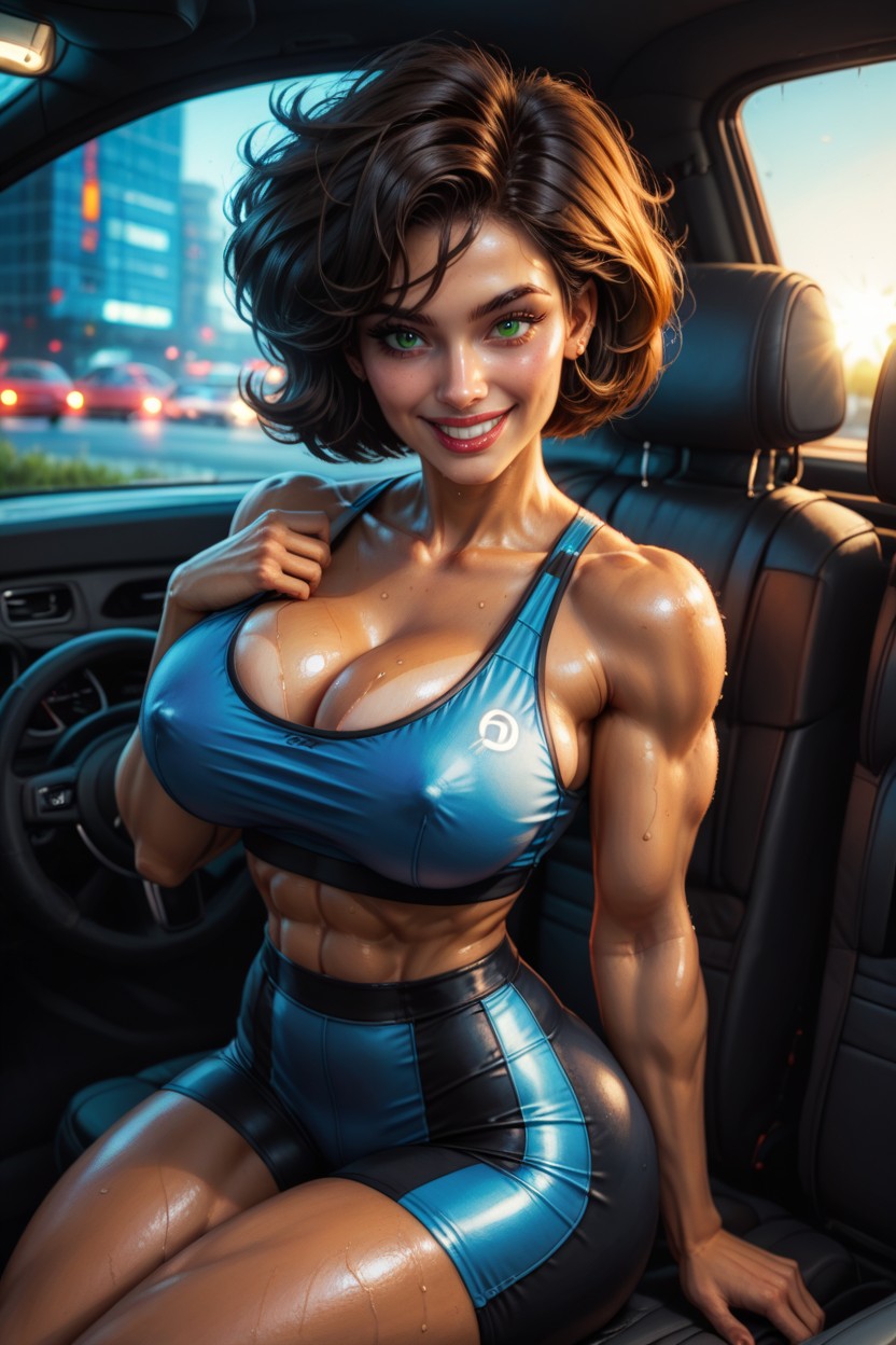 Sweaty, Highly Detailed Realistic Green Eyes, 18+ AI Porn