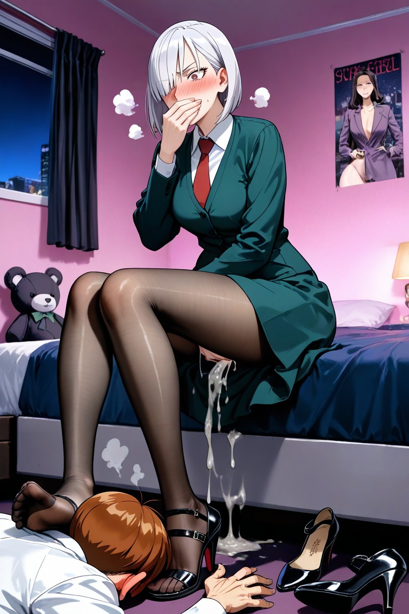 Male Stands In Front Of The Female, Musk, Submissive Male Hentai AI Porn