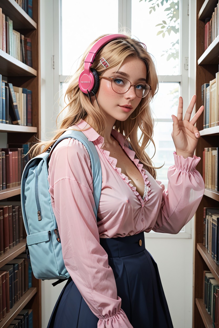 Shiny Skin, Reaching For The Top Shelf, Library AI Porn