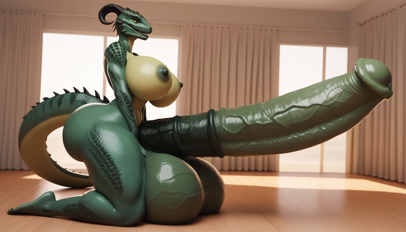 Pressured Cock Veins, Mouth Agape, Pony Cock AI Porn