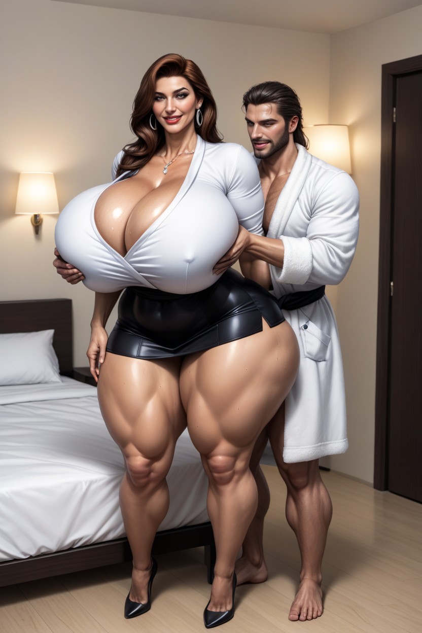 Horny, White Man, Armenian Milf Striaght Hair AI Porn