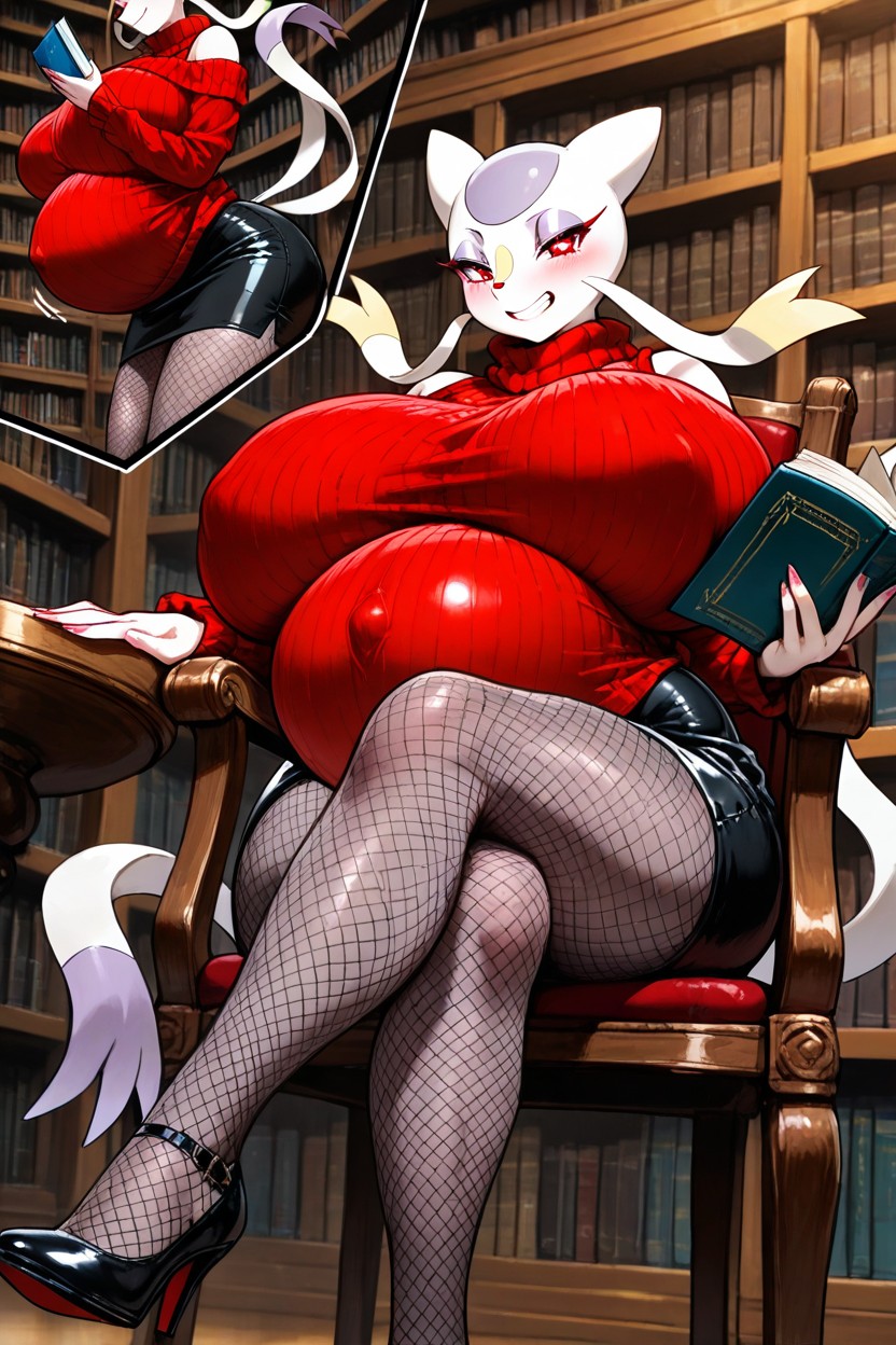 Holding Book, Love Hearts, Pale Skin AI Porn
