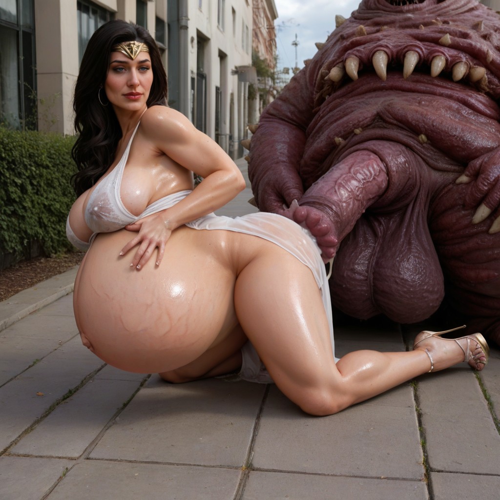 Street City, Oiled Body, Veiny Breasts AI Porn