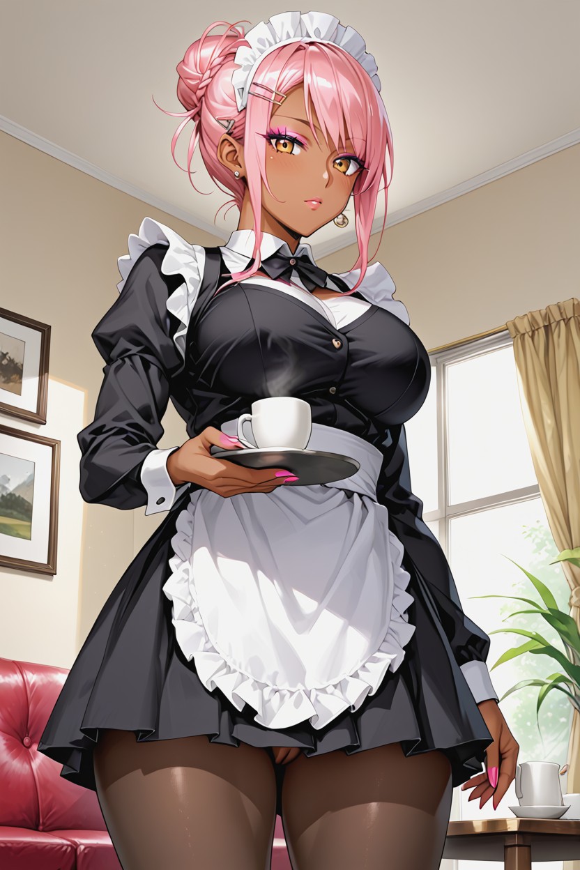 Eyeshadow, Tray Of Food, Carrying Tray Hentai AI Porn