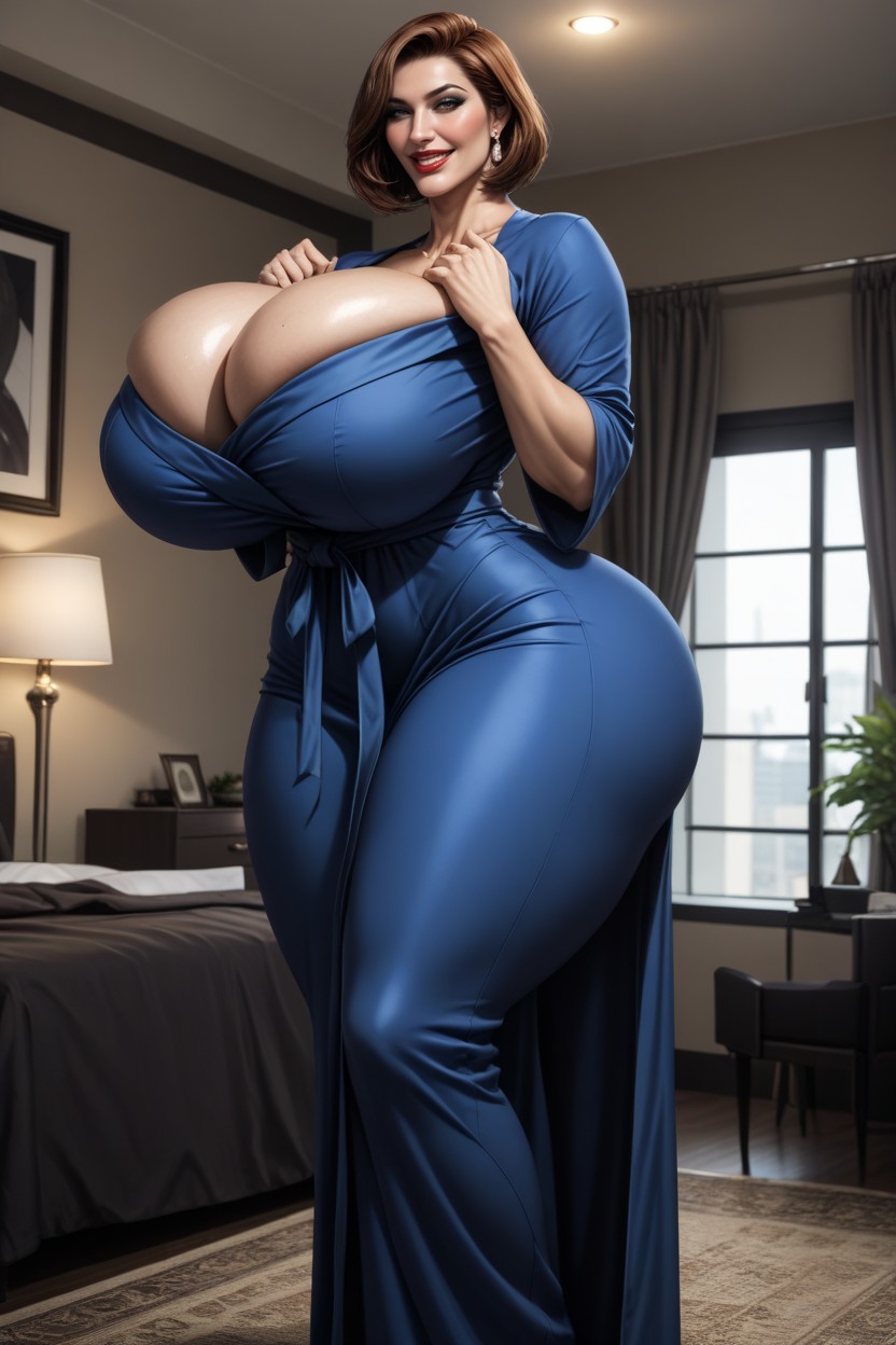 Voluptuous, Form Fitting Clothes, Very Short Hair AI Porn