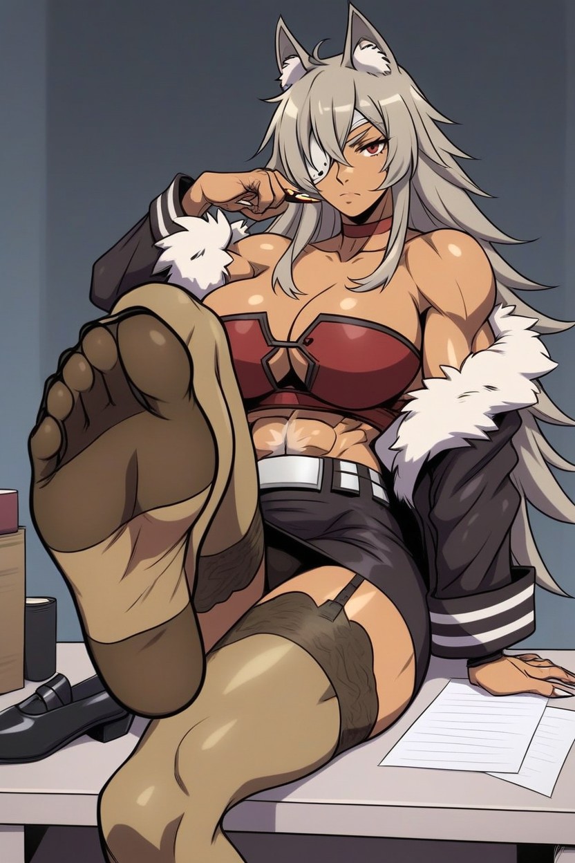 Very Muscular Body, One Arm Up, African Hentai AI Porn