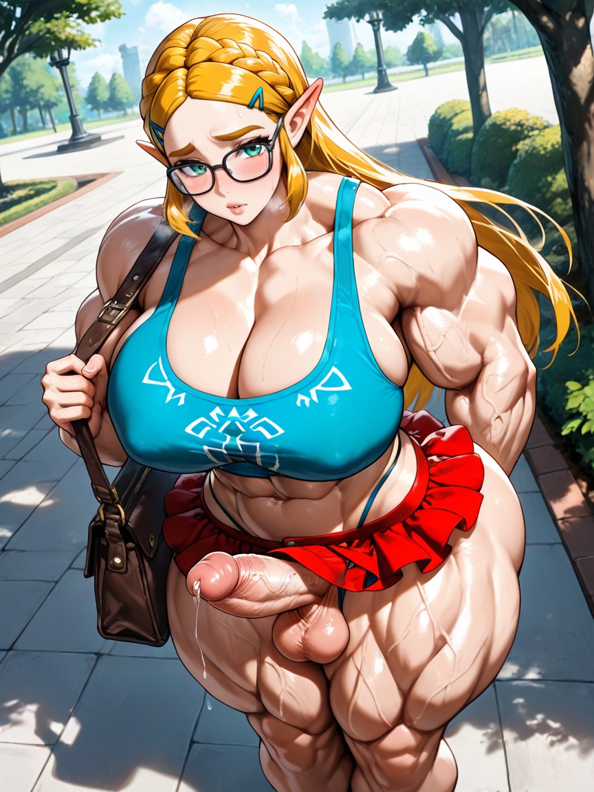 Glasses, Hyper Muscles, Erect Penis Hentai IA