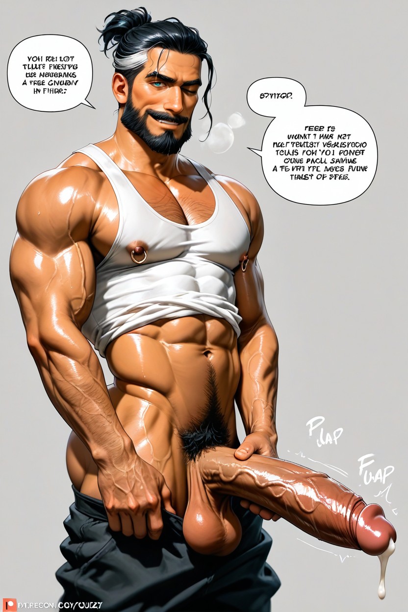 Dark Skinned Male, One Eye Closed, Foreskin AI Gay Porn