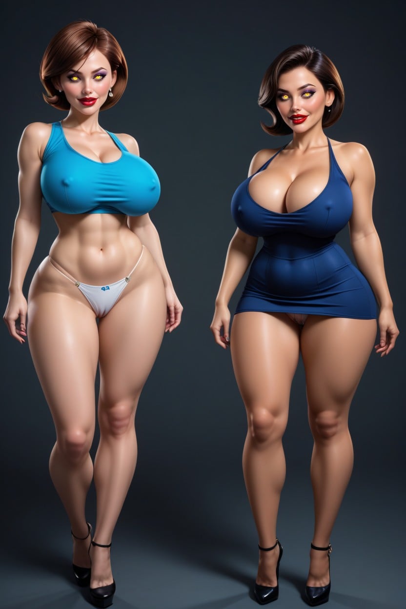 Helen Parr, Bimbo, Standing Fully Straight With Legs Spread Apart MILF AI Porn