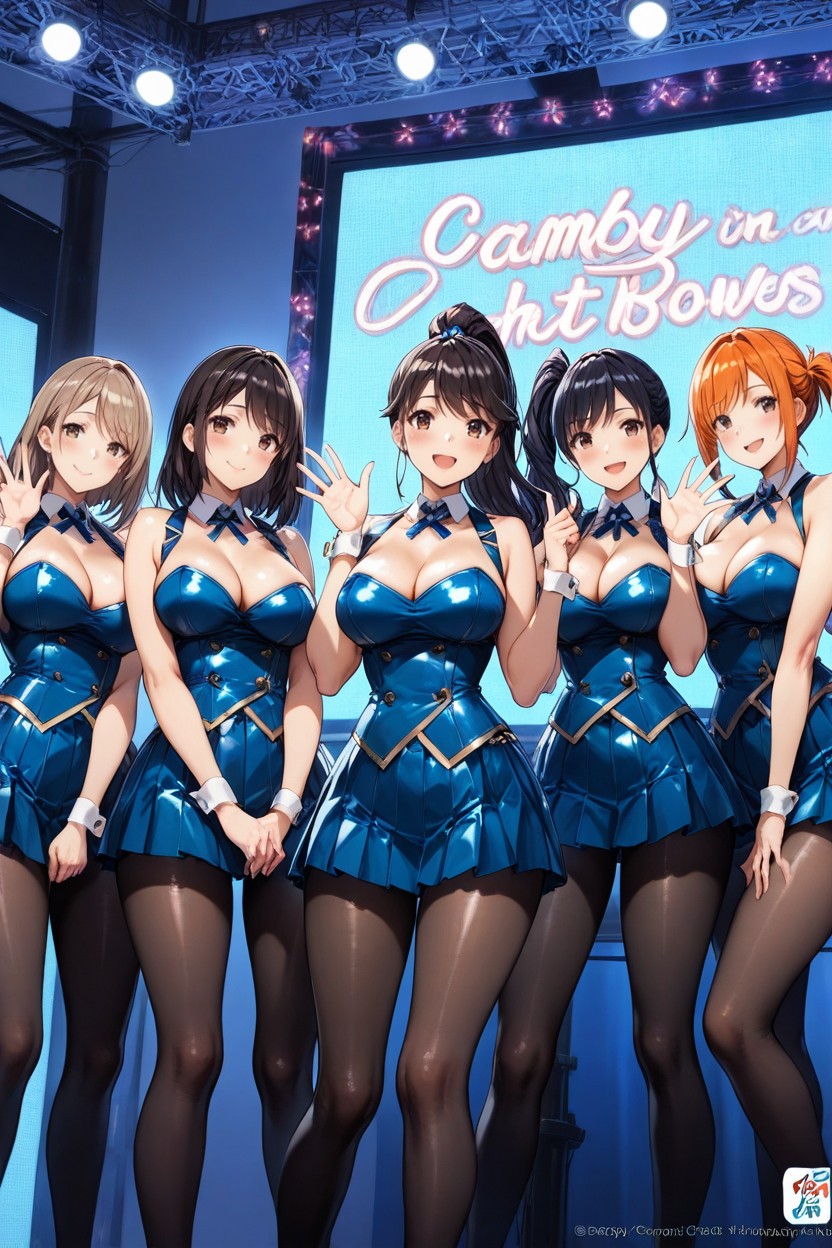 18+, Monitors On Show Booths, Many Cosplayers On Show Booths Porno IA Hentai