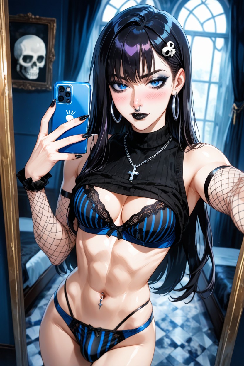 1 Person, Femboy , Medusa Lip Piercing AI Gay Porn