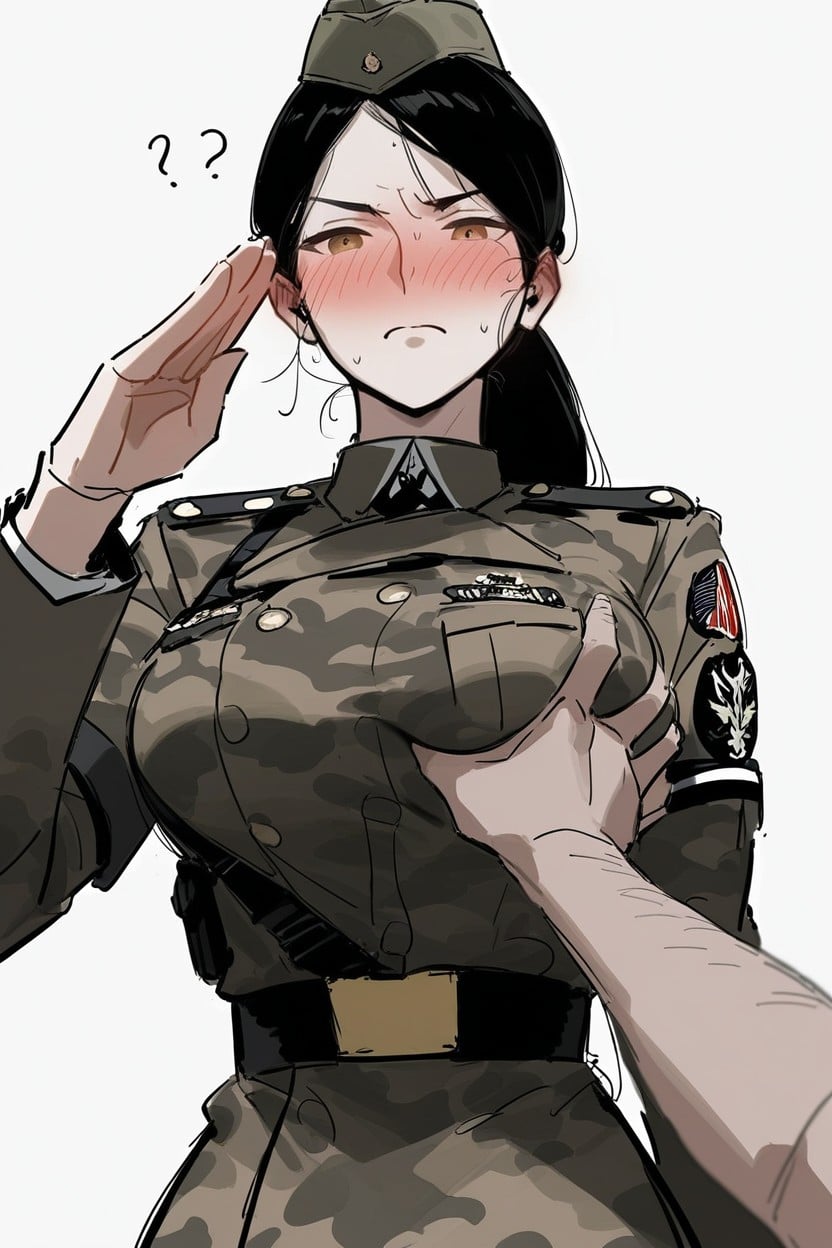 She Is Giving Me A Salute, Perfect Body, Sexy AI Porn