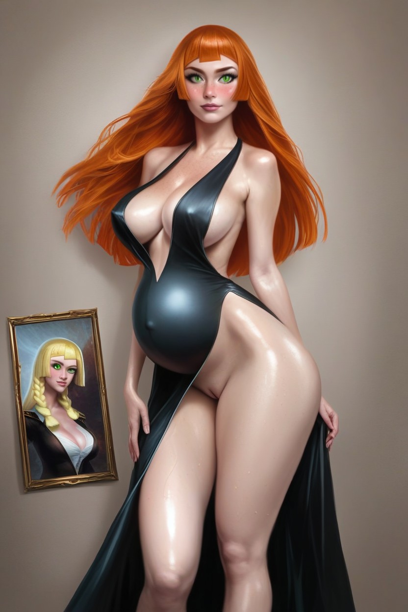 Frierenskinny Body, Slut, Hyper Skimpy Black Dress Hentai AI Porn