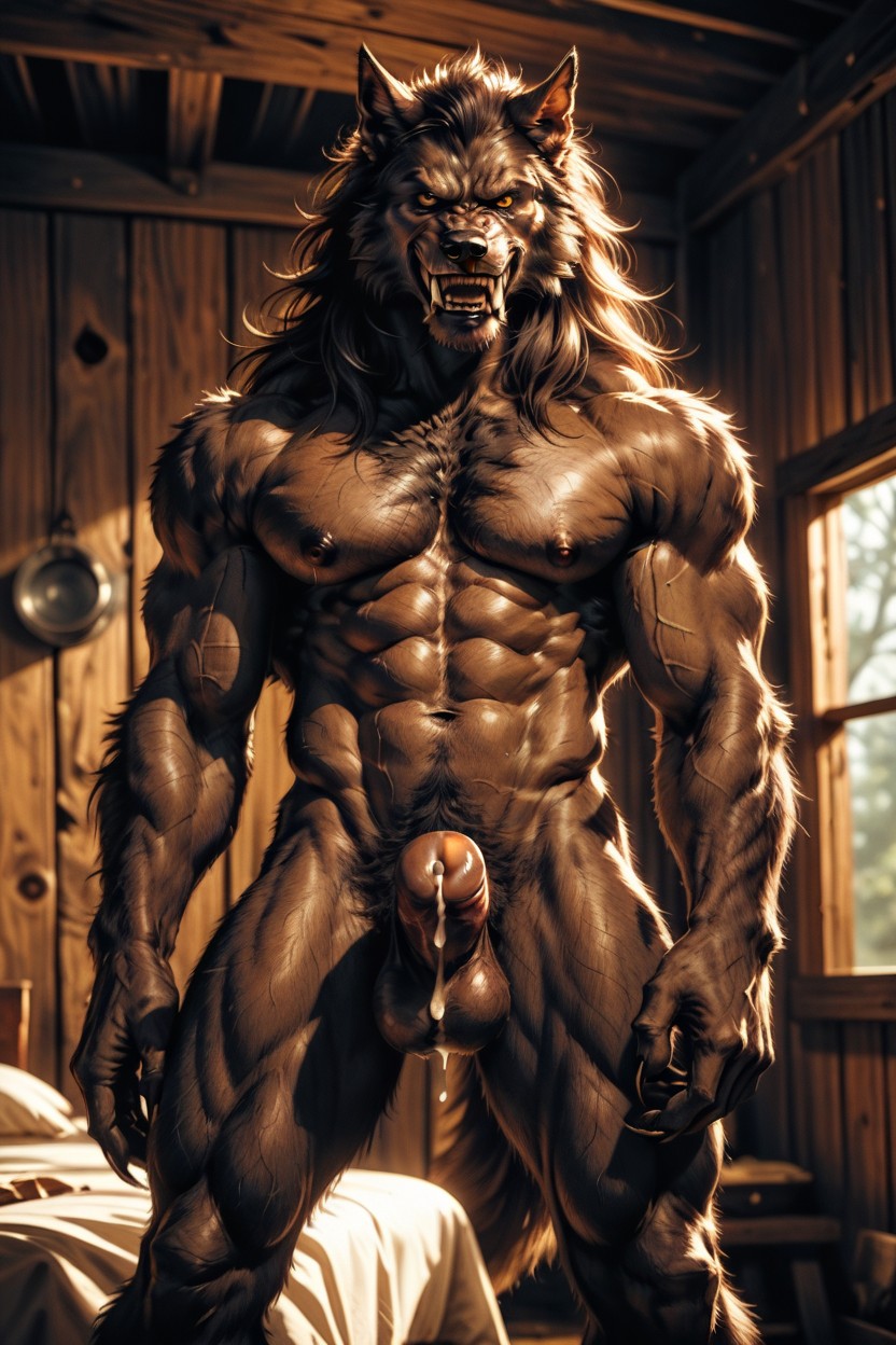 Werewolf Hairy, Cumshot, Cabin AI Gay Porn