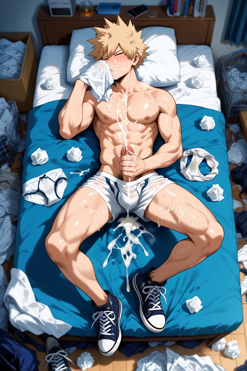 Smelling A Lot Of Boxers, Messy Room, Cum On Thighs AI Gay Porn