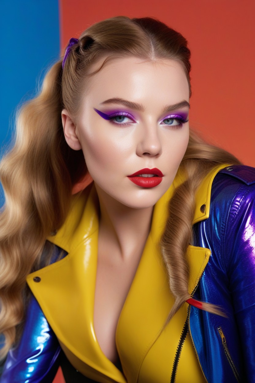 Long Twintails With Red Ribbons, Color Pop Elevat, Extended Dramatic Winged Eyeliner AI Porn