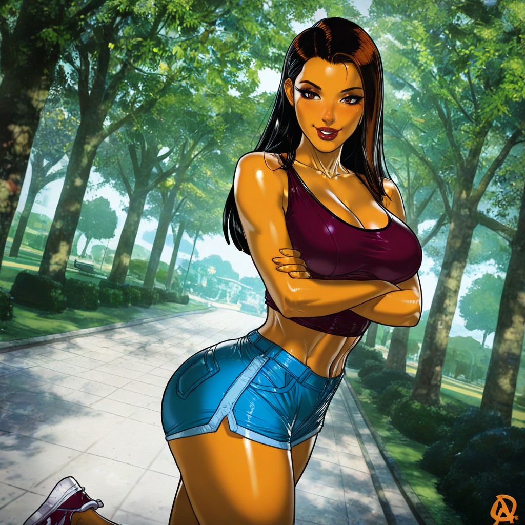 Trees, Maroon Sporty Sneakers, Sunny AI Porn