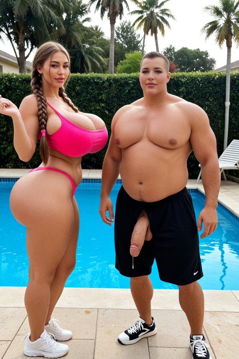Disproportionately Massive Super Colossal Breasts, Man Beneath Boobs, Impossibly Massive Bulging Cleavage AI Porn
