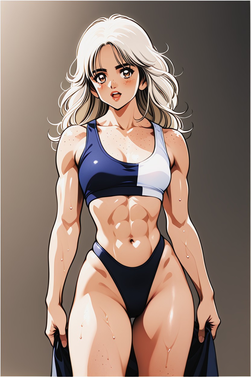 One Breasts Exposed, Bodybuilder Muscles, Female Porno IA Hentai